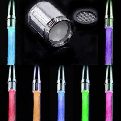 RGB Multi Single LED Colour Changing Faucet Tap Temperature Sensor Light Lamp UK
