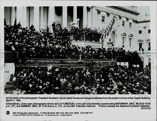 1865 Press Photo President Abraham Lincoln gives inaugural address - afa20543
