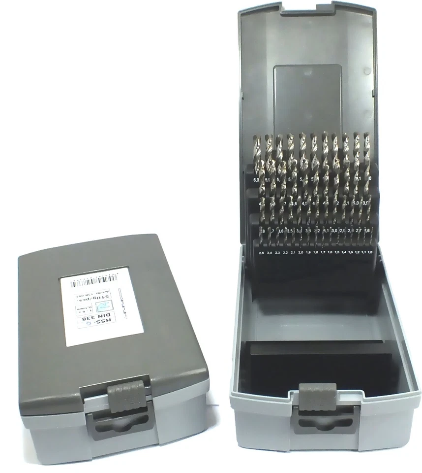 CFT Spiralbohrer Metallbohrer Satz HSS-G DIN 338, 1-6 mm (+0,1), 51-tlg, in Rosebox