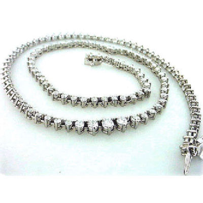 ct Round cut Diamond Tennis Necklace Graduated prong 14k