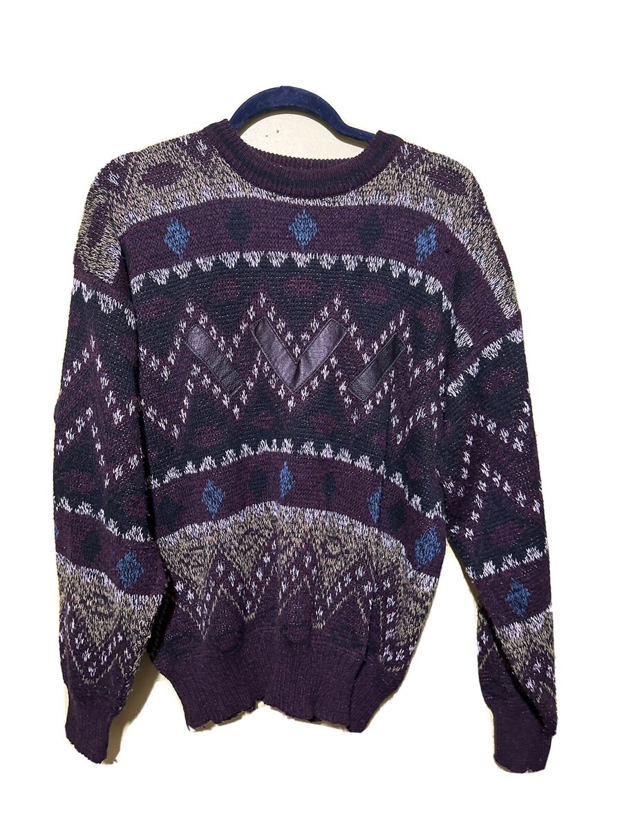 Vintage 80s Geometric Triangle Sweater Men's M Impact Multi Vintage 80s Geometric Triangle Sweater Men's M Impact Multi
