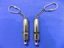 Vinatge Lot of 2 Police Bobby Barrel Anchor Whistle Cop Keyring with loud sound 