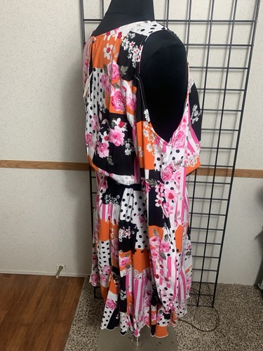 Women CATO Cold Shoulder L/S Floral Print Self-tie Dress Size 18 /20 - Picture 4 of 9