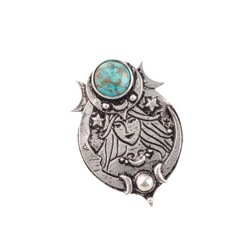 Natural Blue Copper Turquoise Gemstone 925 Oxidized Silver Jewelry Pendant 1.63"