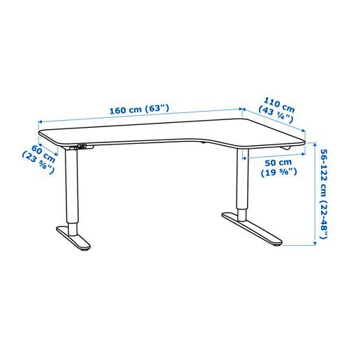 Ikea Bekant Corner Desk Right Side Return Gray Top White Base