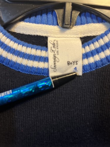 Sovereign Code Sz S 4 Boys Helios Rocket Launch Blue Sweater School Church - Picture 7 of 10