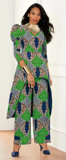 Size 26W PLUS Ashro Purple Green Multi African American Pride Corinda Pant Set