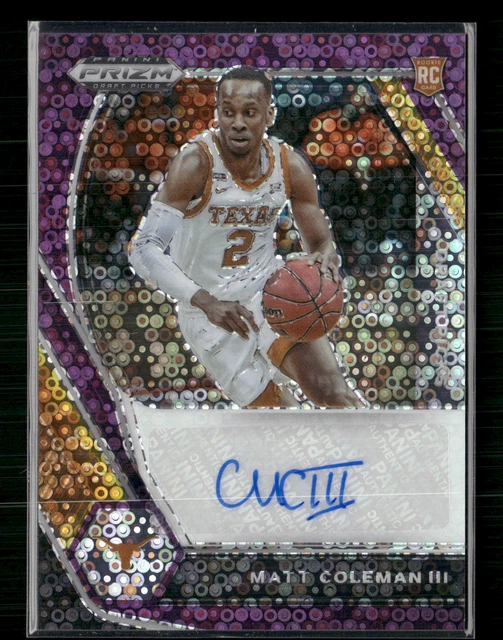 Matt Coleman III 2021 Prizm Draft Picks Purple Disco Prizm Auto 12/30