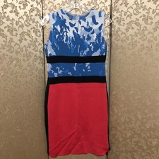 St. John Red Blue Multi-Color Sleeveless Dress Size 8