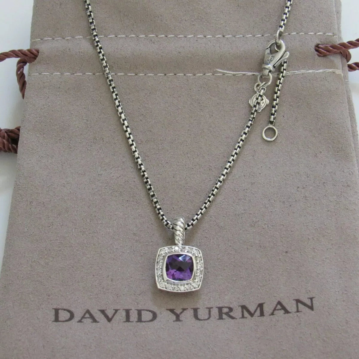 David Yurman Amethyst Cushion Square Peridot Enhancer Pendant