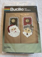 Bucilla Felt Stitchery Christmas Door Knob Covers Kit 82352 Mr.  Mrs. Santa