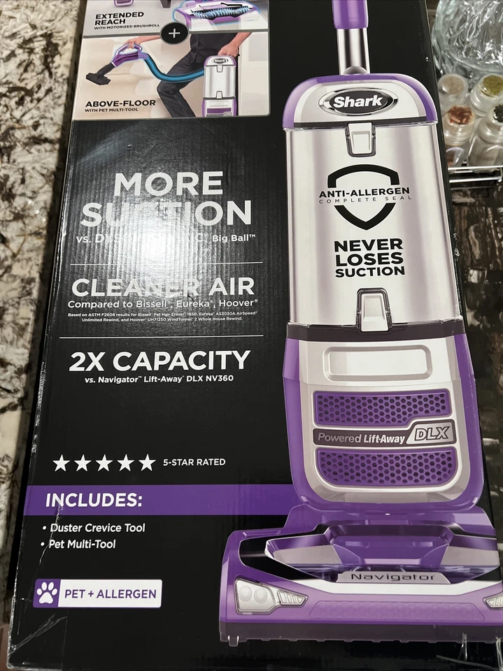 BRAND NEW Shark NV586 31 Navigator Powered Lift-Away Upright Vacuum Purple Plum - Image 2 of 4