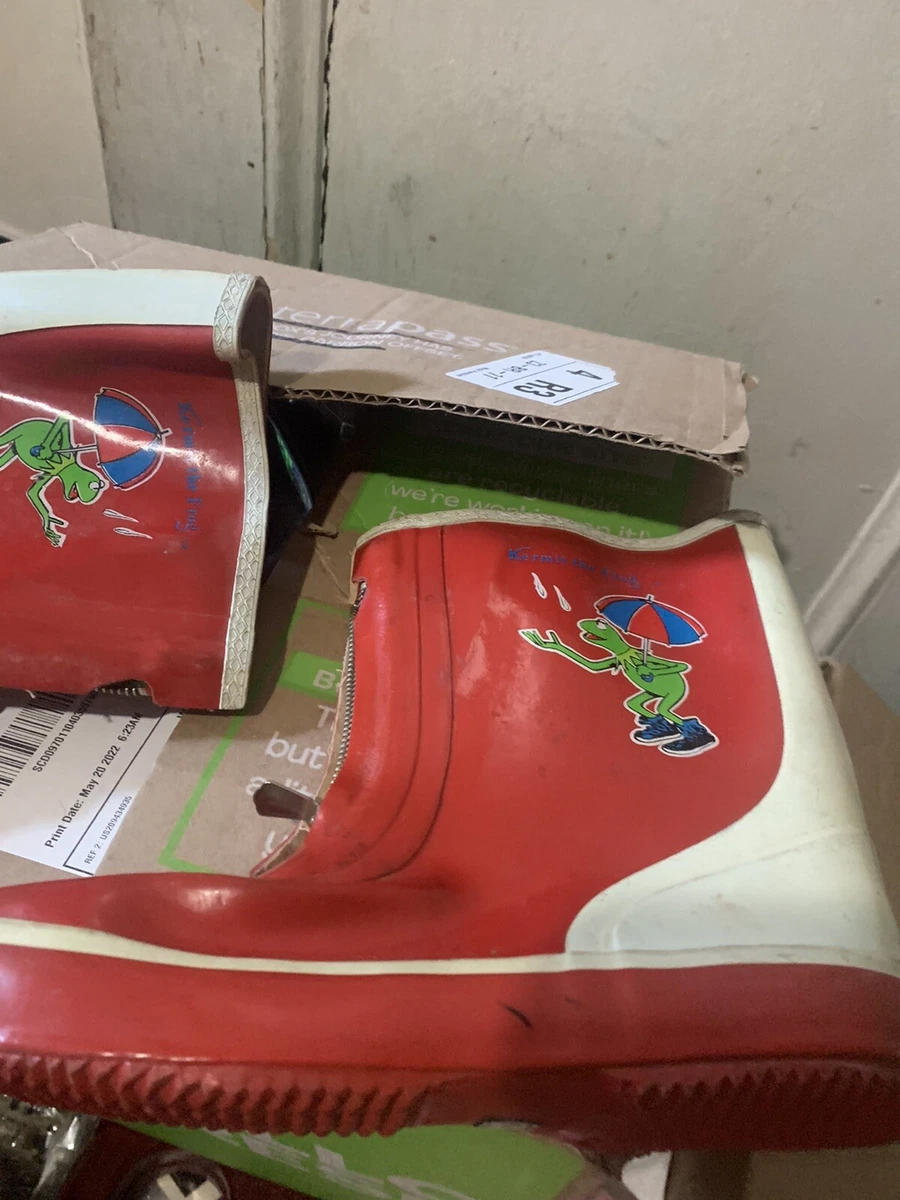 Keds Size 2 Unused Red Rubber Kermit The Frog Sesame Street Rain