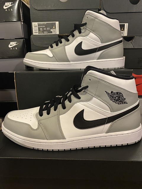 Nike Air Jordan 1 Mid Light Smoke Grey Black White 554724-092 Menâs Sz 12 NWB | eBay