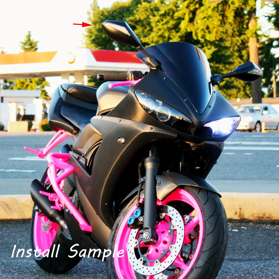 ESPEJOS RETROVISORES LED INTERMITENTES PARA MOTO YAMAHA YZF R1 R6 2009 2010 2011 2012 EE. UU. Foto 2 de 4