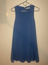 ALICE + OLIVIA womens size M blue sleeveless silk a line scoop neck mini dress