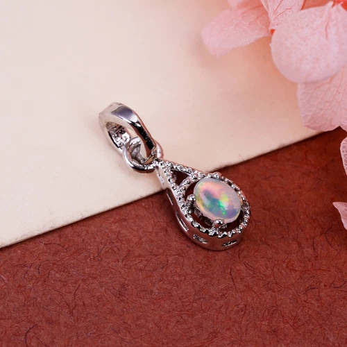 Fire Opal Pendant 925 Sterling Silver Oval 3x4mm Fine Radiant & Elegant Jewelry