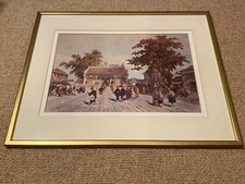 ‘A Village Square Near Canton 1838‘ By Auguste Borget Framed Picture Print China