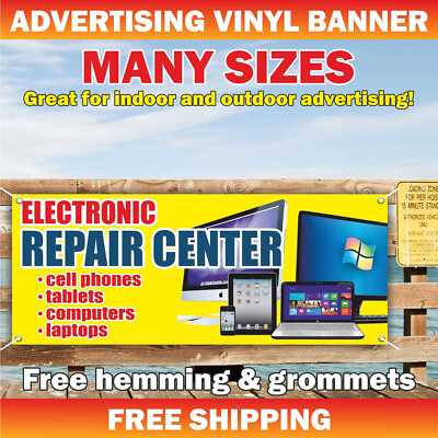 ELECTRONIC REPAIR CENTER Advertising Banner Vinyl Mesh Sign service phone laptop