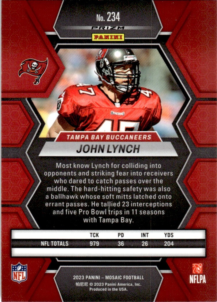 2023 Panini Mosaic Reactive Blue John Lynch Tampa Bay Buccaneers