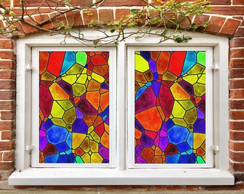 3D Stained Glass P619 Window Film Print Sticker Cling Stained Glass UV Block Su - Picture 1 of 11
