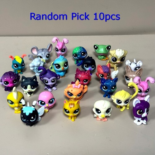 Random 10pcs Littlest Pet Shop LPS Dog Cat Kitty Bunny Animal Figures 1'' Toys