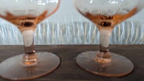 Pink Depression Glass Wine Glasses Set of 4 Paneled 3 1/4" D x 3 1/2 in. H - Picture 6 of 7