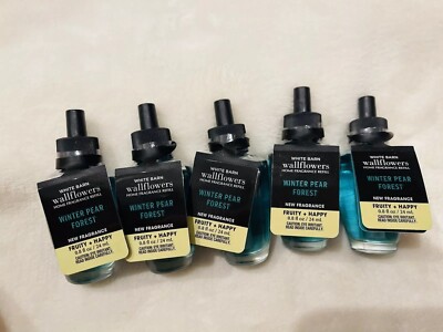 5 X Bulbs New Bath & Body Works Winter Pear    Forest Bulb Scented Oil Refill