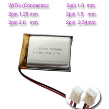 3.7V 1200mAh 4.44Wh Li-Polymer 10mm Thick Li Battery Lipo 103040 2pin 2-Wires