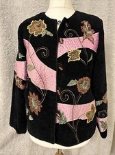 Indigo Moon Jacket Embroidered Patchwork Artsy Bohemian Crushed Velvet Small
