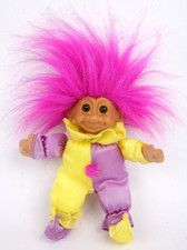 Vintage Jester Clown Troll Doll Soft Body 10 inch Russ Purple Hair