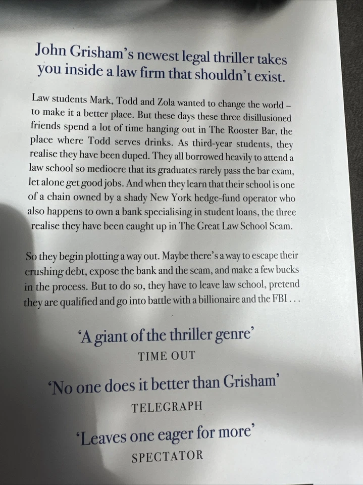 The Rooster Bar Large Paperback Crime Legal Thriller Book by John Grisham - image 2 of 2