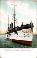 Postal Hombres en Crucero EE. UU. Cleveland Barco Militar Lanzado en Bath, Maine