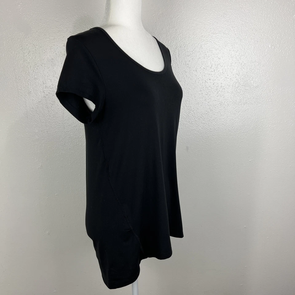 Camisa feminina C9 by Champion média preta com tiras manga curta treino ativo ioga - Imagem 3 de 4