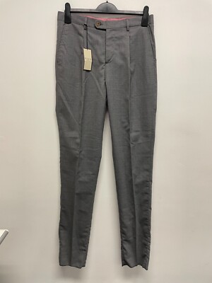 THOMAS PINK SUIT TROUSERS PURE WOOL IN GREY PLAID W32 L36 unhemmed BNWT 9245