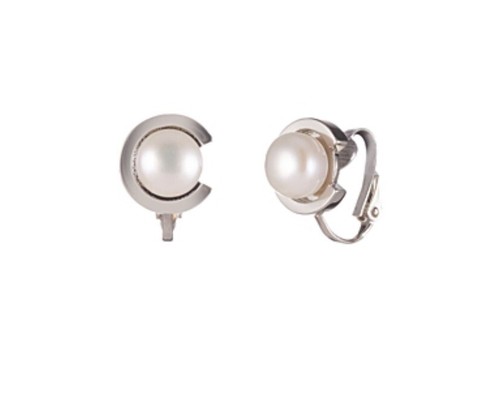 Pendientes de clip C de perlas cultivadas de agua dulce Carolee de $55 en plata/blanco X29 - Imagen 2 de 4