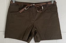 ANN TAYLOR womens brown chino belted shorts size 0