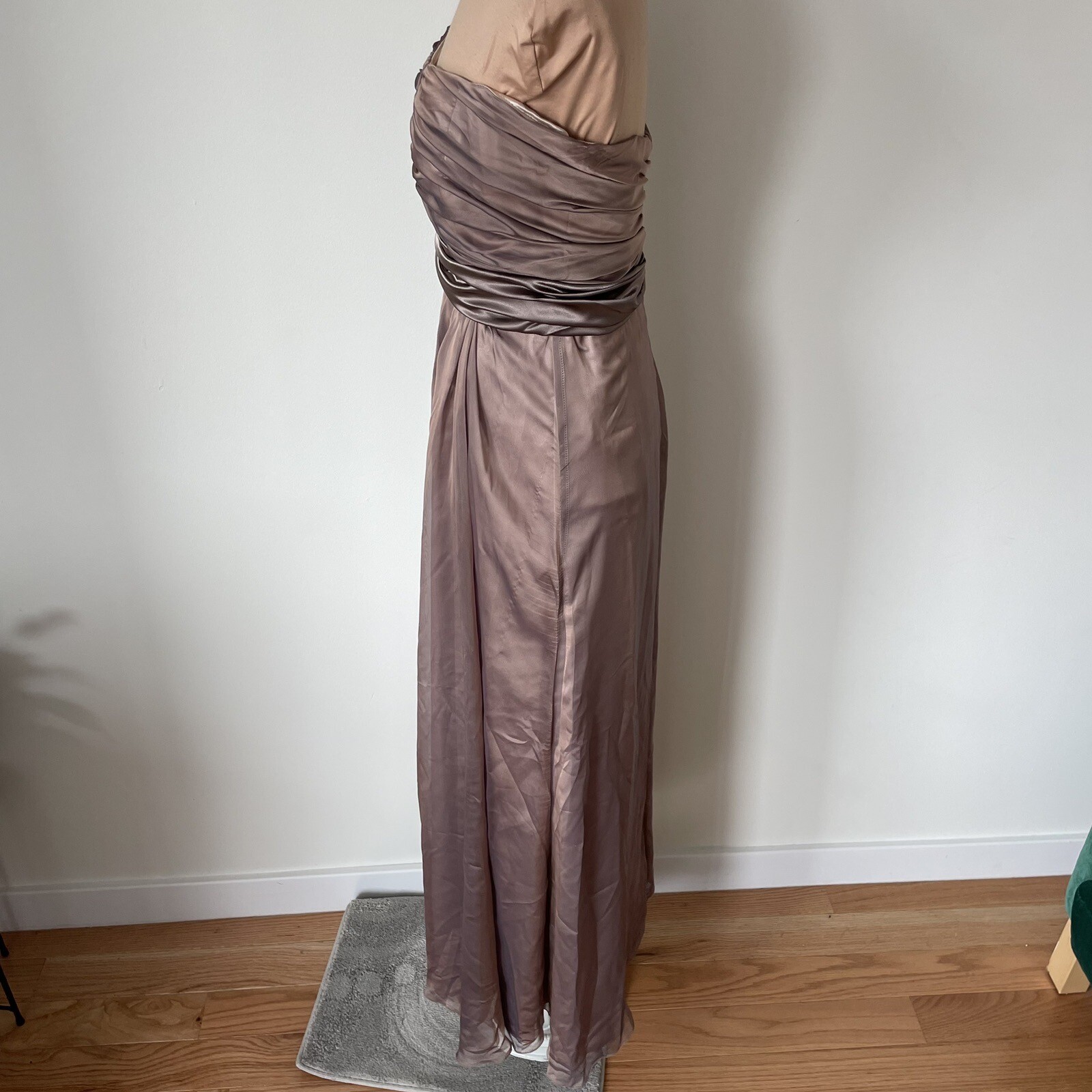 Metallic Light Brown Silk Strapless Fully Lined C… - image 2