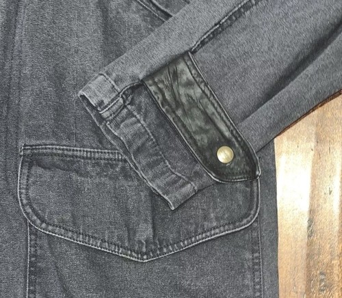 90s STRUCTURE Full Length Canvas Coat Charcoal W/ Leather Trim / Medium, Rancher - Picture 3 of 18