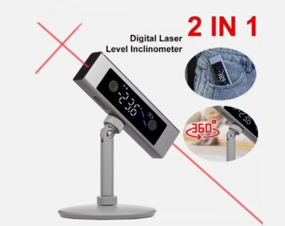 2-IN-1 1 Laser Angle Protractor Inclinometer Measure Laser Level Ruler Digital