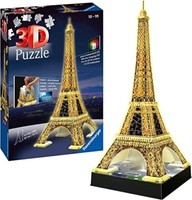 Ravensburger 12579 Eiffelturm Bei Nacht 216 Teile 3D-Puzzle Night Edition