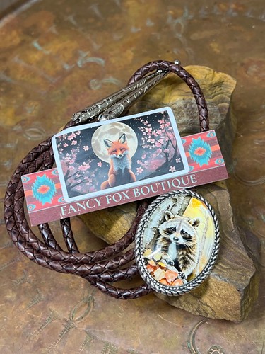 Nature Raccoon Bolo Tie Father's Day birthday Gift Wedding rustic Western Son - Picture 12 of 12