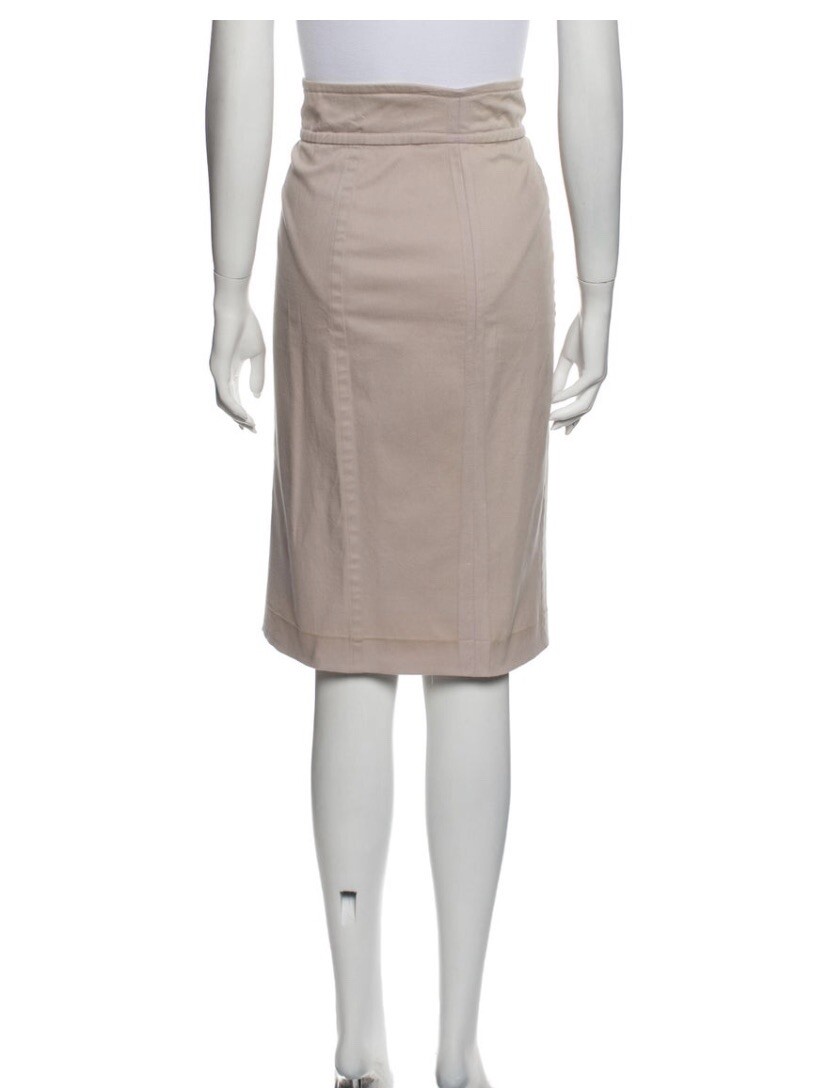 GONNA VINTAGE originale SAINT LAURENT taglia 40 rosa pallido cotone con volant circa 2003