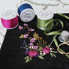 PURE SILK RIBBON 2MM, 4MM, 7MM -  50 COLORS - 3 WIDTHS - THREADART