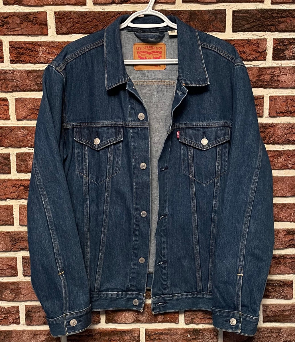 NICE!! LEVIS Blue Denim JEAN JACKET Red Tab Size Mens XL Trucker