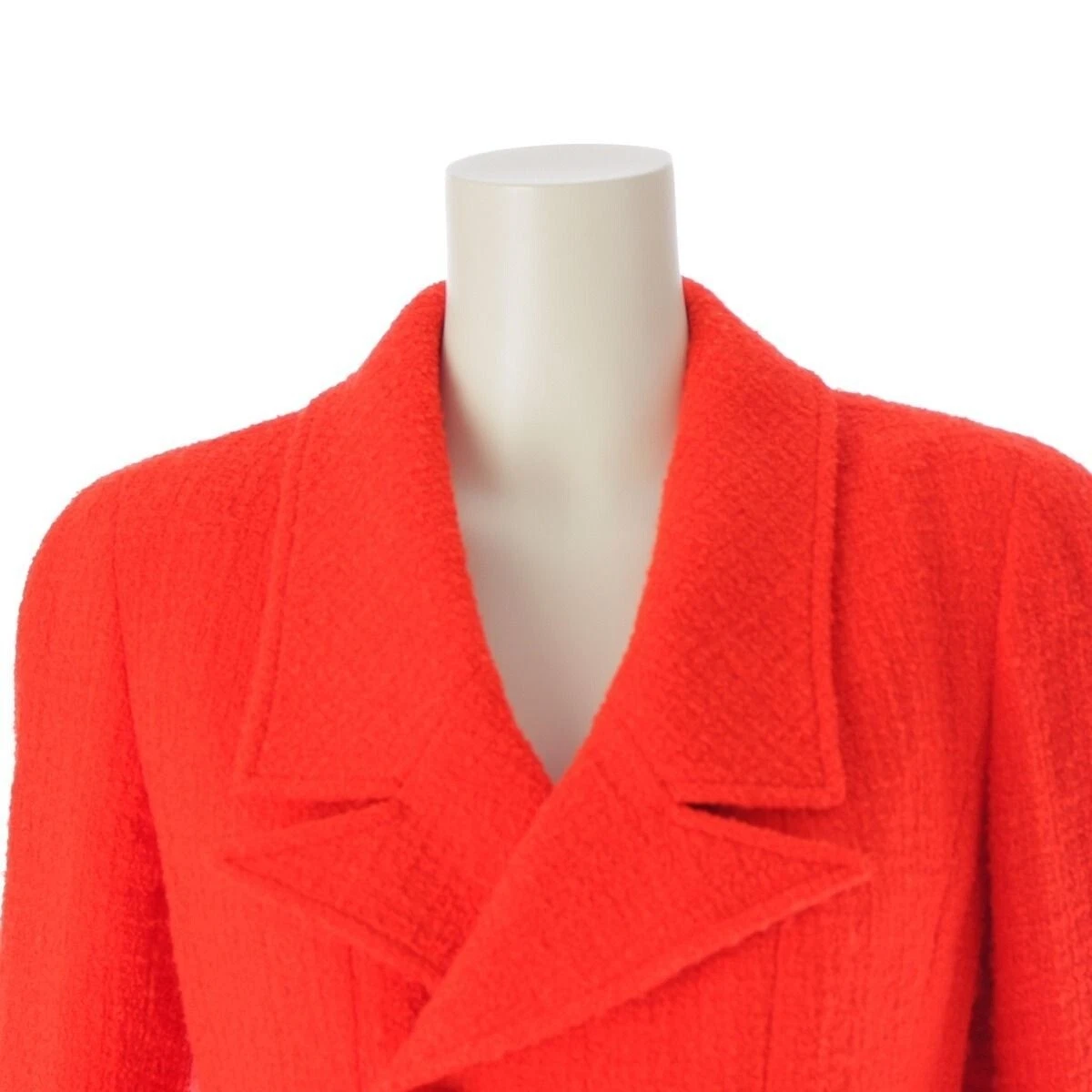 CHANEL Tuta Vintage 96A Cotone Tweed Coco Doppiopetto Giacca Gonna Set Rosso