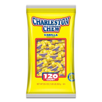 Charleston Chews Candy 120 Count Vanilla Chewy Nougat Chocolaty Coating