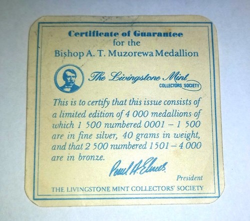 40g Fine Silver Proof 1993 - ZIMBABWE's first President (only 1500!) - Picture 4 of 4