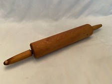 Vintage WOODEN Ball Bearing ROLLING PIN 16 1/2" End to End 9 3/4" x 2" Center