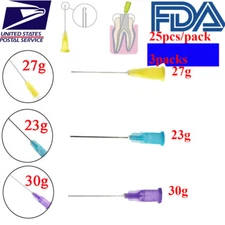 3Pks Dental Endo Irrigation Needle Tip Disposable Syringe Root Tips  23/27/30g